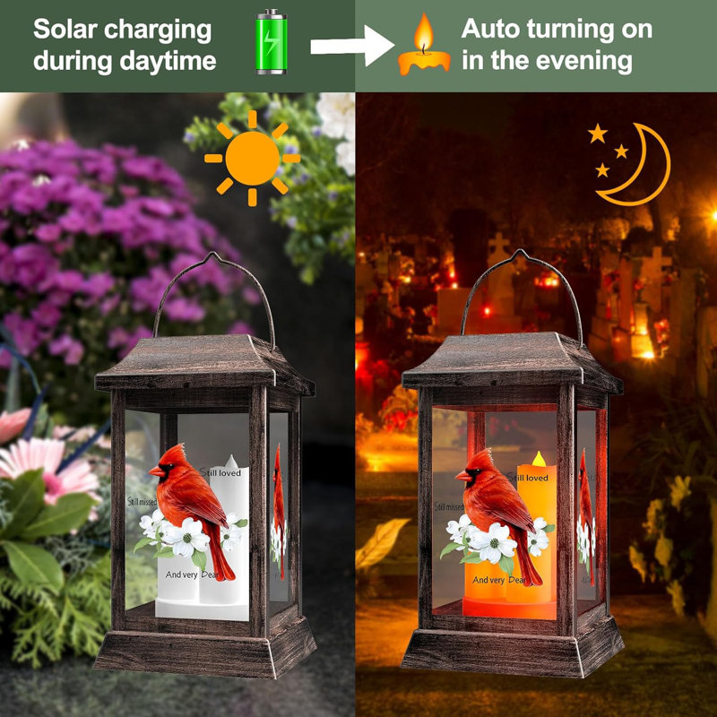 Passetas Solar Lanterns Outdoor Hanging Lanterns Cardinal Solar Lights Cardinal Memorial Gift Waterproof Decorative Lantern Garden Decor Wayfair